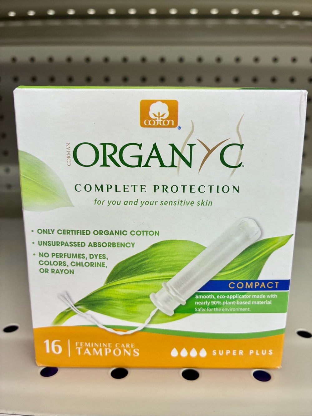 💖$️7💖NEW ORGANYC Tampons, SUPER PLUS, 16 Count, Organic Cotton